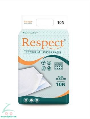 Respect Unisex Under Pads 60 x 90 cm – Disposable Bed Protector for Incontinence Care, Extra Absorbent & Leak-Proof | 10nos | Pack of 1